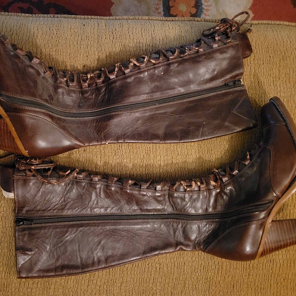 Vintage Jeffrey Campbell Frontier lace up leather boho boots
